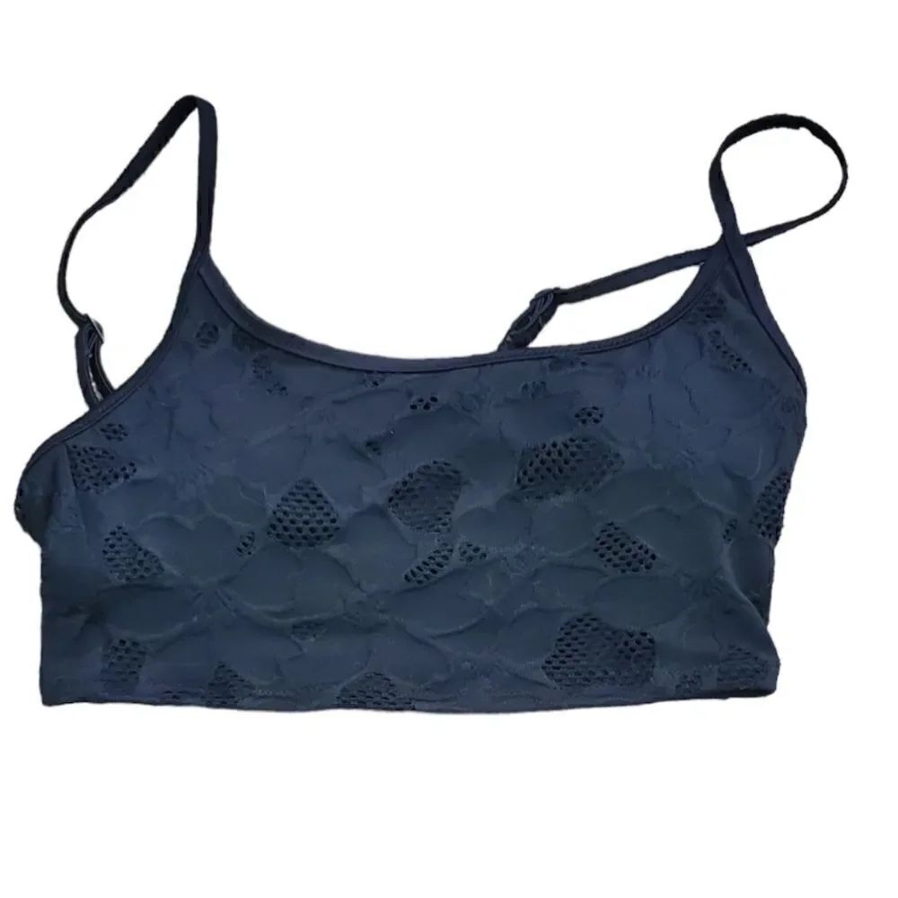 Aerie Black Perforated Bikini Top